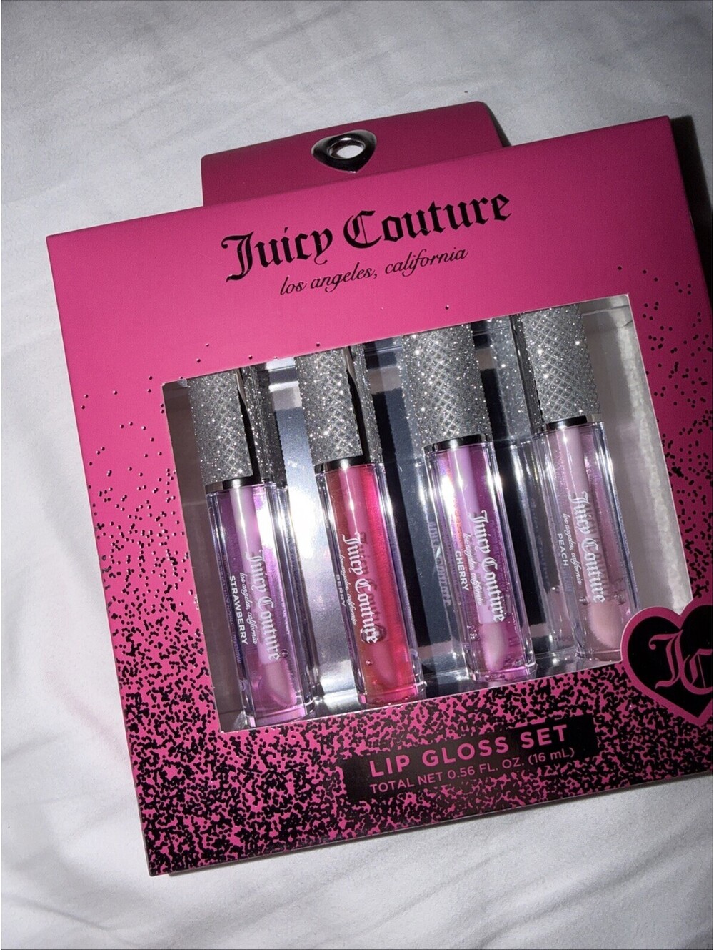 Juicy Couture 4-Piece Lip Gloss Set - Strawberry Berry Cherry Peach 0.56 oz